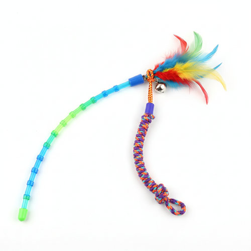 Juguete interactivo con pluma y cuerda para perros y gatos